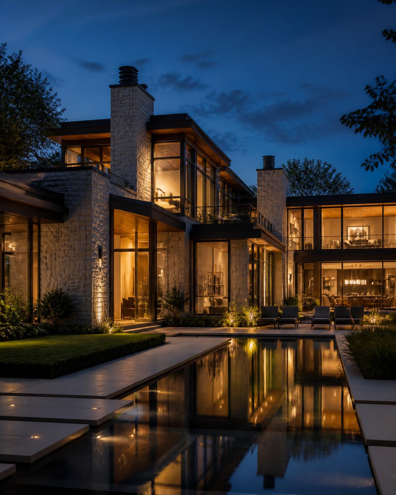 Luxury Ontario estate at dusk represented by Martins Real Estate Group
